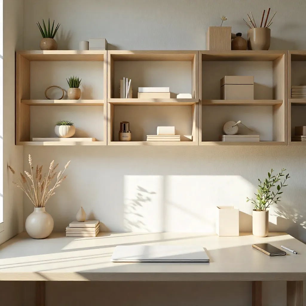 Wooden desk organizer with natural finish